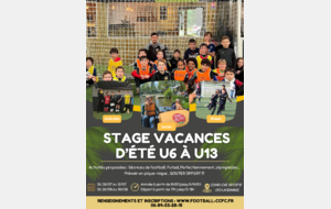 Stage ETE  vacances Scolaires U6 à U13 ( Filles et Garçons) du 08/07 au 12/07/2024